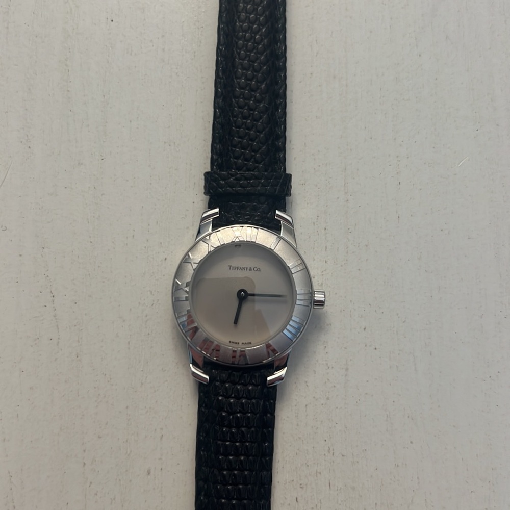 Tiffany & Co. Atlas Small Face Stainless Steel Leather Band watch